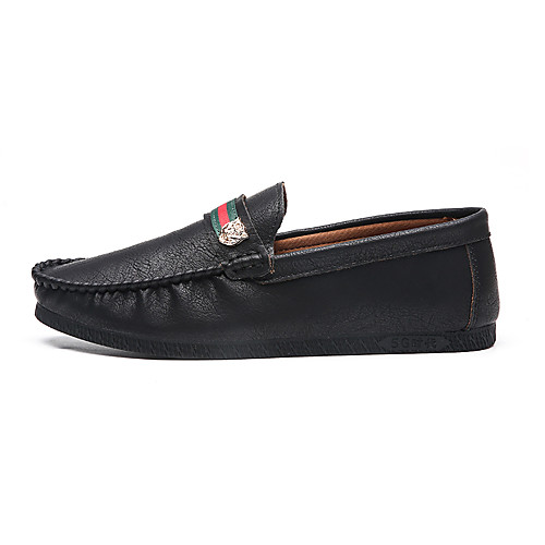 

Men's Fall Daily Outdoor Loafers & Slip-Ons Walking Shoes PU Breathable Wear Proof Black / Khaki / Brown