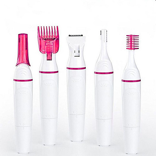 

5 in 1 Electric Eyebrow Trimmer Makeup Painless Eye Brow Epilator Mini Shaver Body Hair Removal for Women(Battery)
