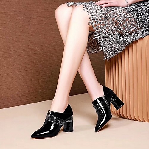 

Women's Boots Summer Block Heel Pointed Toe Daily PU Booties / Ankle Boots Black / Red