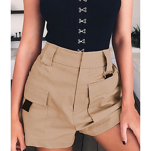 

Women's Active Basic Loose Cotton Shorts Pants - Solid Colored White Black Khaki S / M / L