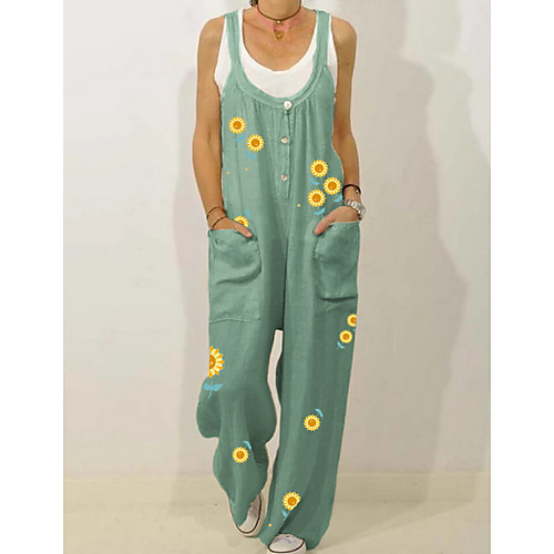 

Women's Green Light Green Jumpsuit Onesie, Floral M L XL