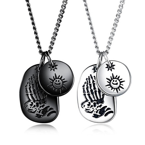 

Couple's Pendant Necklace Classic Love Fashion Titanium Steel Silver Black 60 cm Necklace Jewelry 1pc For Anniversary Festival