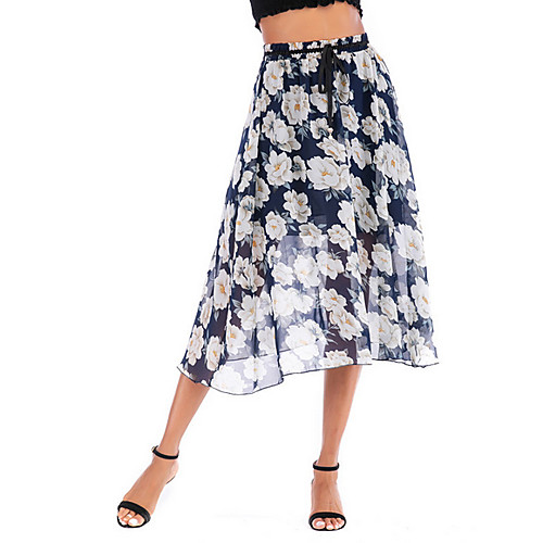 

Women's Swing Skirts - Floral Blue S M L