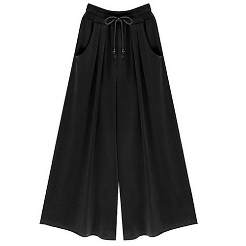 

Women's Basic Loose Wide Leg Pants - Solid Colored Black Yellow Green S / M / L