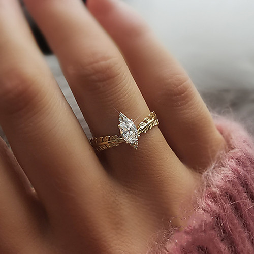 

Women's Ring Belle Ring AAA Cubic Zirconia 1pc Gold Copper Gold Plated Irregular Statement Luxury Party Evening Gift Jewelry Geometrical Wearable