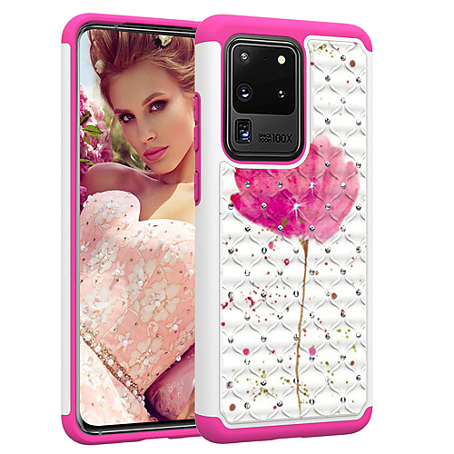 

PC TPU 2in1 Rhinestone Taping Cover Flower Phone Case For Samsung Galaxy S20 S20PLUS S20Ultra S10 S10E S10P S9 S9P S8 S8P