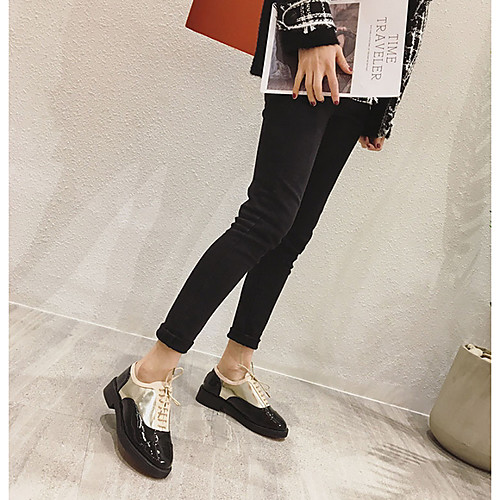 

Women's Flats Spring & Summer Flat Heel Round Toe Daily Solid Colored PU White / Black