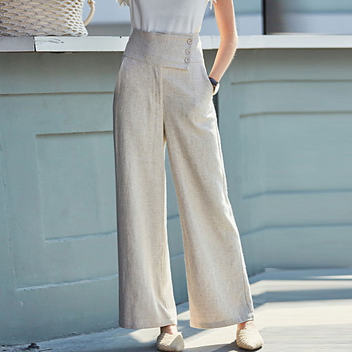 

Women's Basic Loose Wide Leg Pants - Solid Colored Black Beige S / M / L