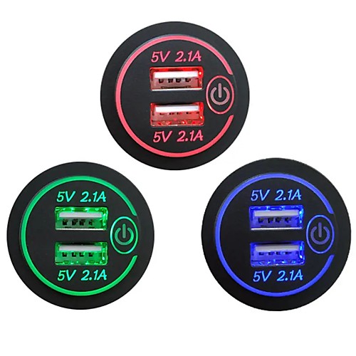 

P15-S Touch Switch with Terminal 2.1A2.1A Dual USB Car Motorized Modified Charger Mobile Phone12-24V