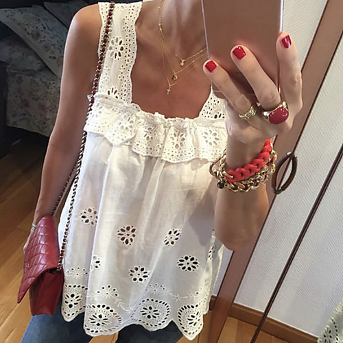 

Women's Solid Colored Print Tank Top Daily Strap White
