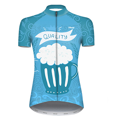 

21Grams Women's Short Sleeve Cycling Jersey Polyester Blue / White Stripes Oktoberfest Beer Bike Jersey Top Mountain Bike MTB Road Bike Cycling Breathable Quick Dry Ultraviolet Resistant Sports