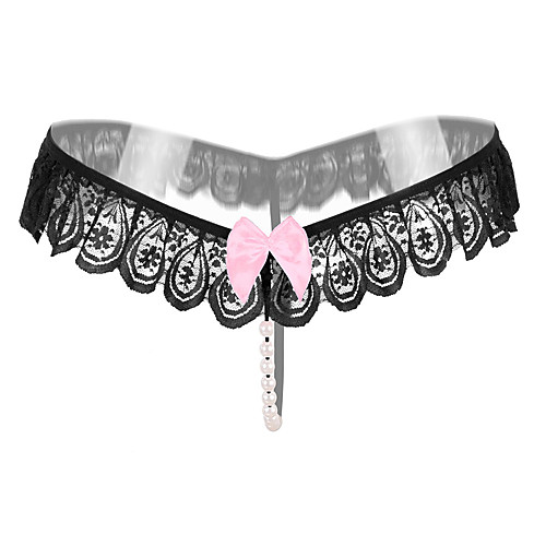 

Women's Lace / Bow / Basic G-strings & Thongs Panties - Normal Mid Waist Blushing Pink Fuchsia Red One-Size