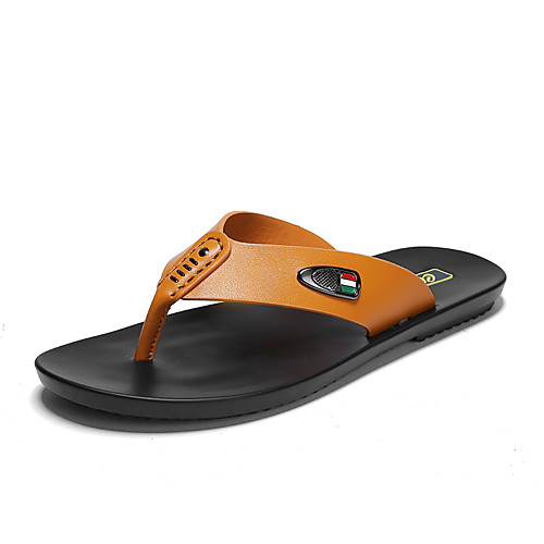 

Men's Summer Casual Daily Slippers & Flip-Flops Walking Shoes PU Breathable White / Black / Brown