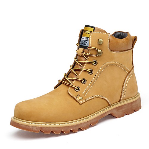 

Men's Spring & Summer Classic Daily Boots PU Mid-Calf Boots Dark Brown / Yellow