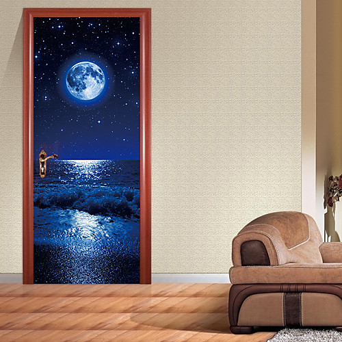 

3D Door Sticker Wood Adhesive Waterproof Wallpaper for Doors Living Room Bedroom Poster DIY Mural Decals Home Decor deursticker