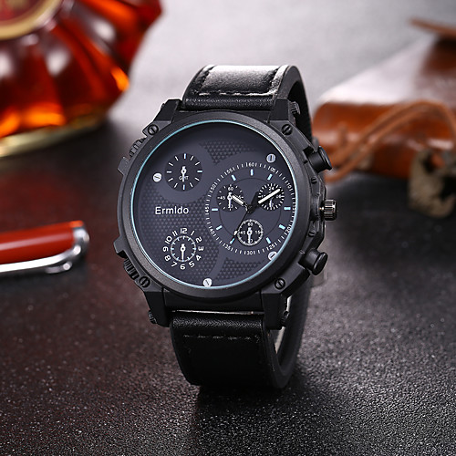 

Men's Dress Watch Quartz PU Leather Chronograph New Design Casual Watch Analog Classic Fashion - White Black