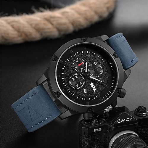 

Men's Dress Watch Quartz Genuine Leather 30 m Water Resistant / Waterproof Calendar / date / day Day Date Analog Fashion Cool - Black Blue Brown One Year Battery Life