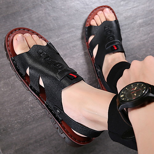 

Men's Summer Outdoor Sandals PU Non-slipping Black / Brown