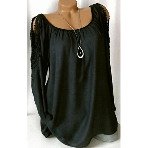 

Women's Solid Colored Blouse Daily White / Black / Navy Blue