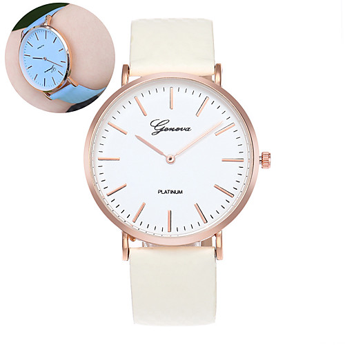 

Women's Quartz Watches Fashion White PU Leather Chinese Quartz Blue Purple Rose Red Casual Watch Analog One Year Battery Life