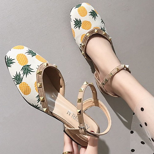 

Women's Sandals Summer Chunky Heel Square Toe Daily PU Yellow / Pink