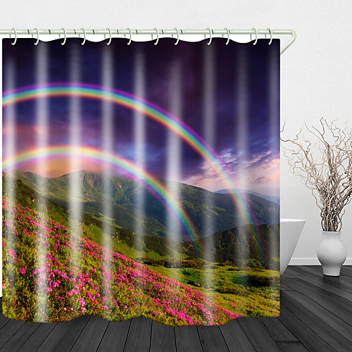 

Bathroom Shower Curtains & Hooks Rainbow Neoclassical Polyester Waterproof