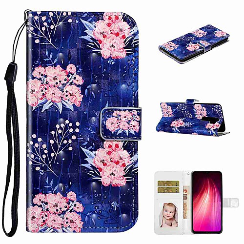 

Case For Xiaomi Xiaomi Redmi Note 8 / Xiaomi Redmi Note 8 Pro / Redmi Note 7 Pro Wallet / Card Holder / with Stand Full Body Cases Pink Flower PU Leather / TPU for Redmi Note 7