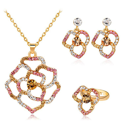 

Women's Cubic Zirconia Jewelry Set Classic Flower Stylish Imitation Diamond Earrings Jewelry Gold For Party Evening Festival 1 set