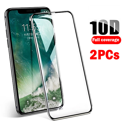 

2PCS 10D Full Cover of Tempered Film iPhone11 Xs Max Xs Xr X 8 7 6 Fall Protection
