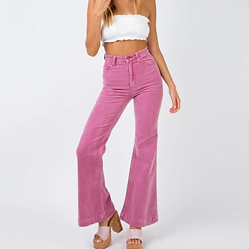 

Women's Basic Loose Chinos Pants - Solid Colored Blushing Pink Khaki Light Blue S / M / L