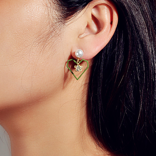 

Women's Earrings Geometrical Sweet Heart Wedding Stylish Elegant Punk European Sweet Earrings Jewelry Red / Yellow / Green For Engagement Birthday Beach Promise Festival 1 Pair