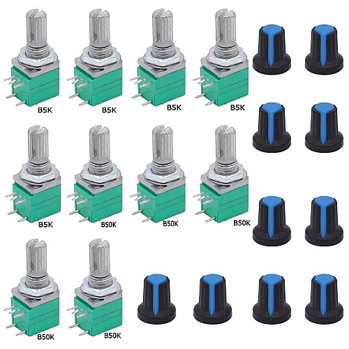 

10pcs Single Linear Rotary Seal Potentiometers Type B5K B50K Ohm Knurled Shaft