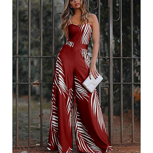 

Women's Green Black Red Jumpsuit Geometric