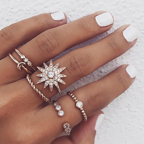 

Women's Ring Set 6pcs Gold Alloy Circular Boho Street Jewelry