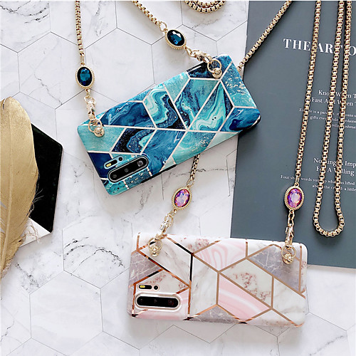 

Samsung S20Ultra Stitching Geometric Marble Phone Case Note10Plus Luxury Rhinestone Diagonal Metal Chain S10E Protective Case