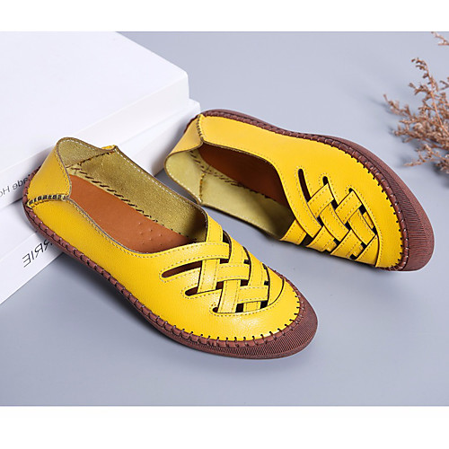 

Women's Loafers & Slip-Ons Summer Flat Heel Closed Toe Daily PU Black / Yellow / Red