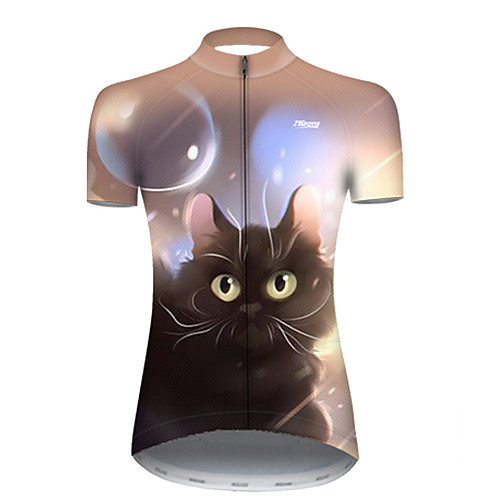 

21Grams Women's Short Sleeve Cycling Jersey Polyester Black / Yellow Galaxy Cat Animal Bike Jersey Top Mountain Bike MTB Road Bike Cycling Breathable Quick Dry Ultraviolet Resistant Sports Clothing