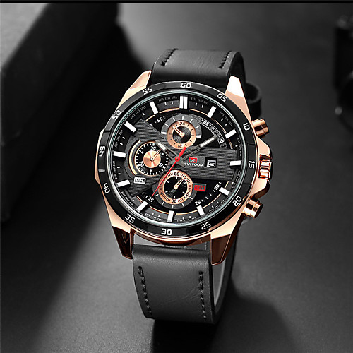 

Men's Dress Watch Quartz Genuine Leather 30 m Water Resistant / Waterproof Calendar / date / day Day Date Analog Fashion Cool - Golden / Brown Black / Silver BlackGloden One Year Battery Life