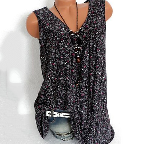 

Women's Floral Tank Top Daily V Neck White / Black / Red / Blushing Pink / Green / Royal Blue / Light Blue