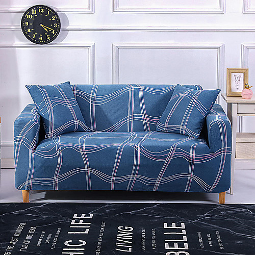 

Line Print Sofa Cover Dustproof All-powerful Slipcovers Stretch Sofa Cover Super Soft Fabric Couch Cover with One Free Pillow Case