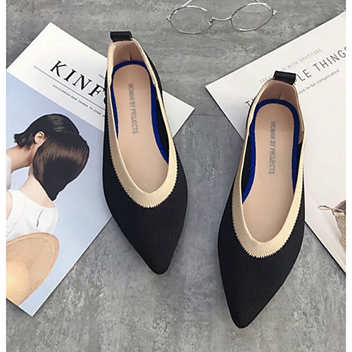 

Women's Flats Spring & Summer Flat Heel Pointed Toe Daily Solid Colored PU Black / Purple / Blue