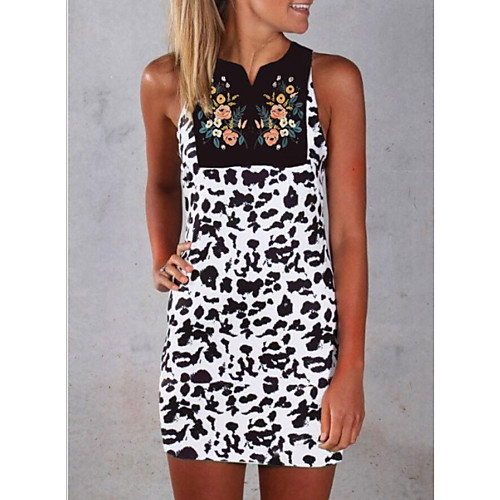 

Women's A-Line Dress Short Mini Dress - Sleeveless Print Summer Casual Mumu 2020 White Blue Blushing Pink Green Silver Beige Gray S M L XL XXL XXXL