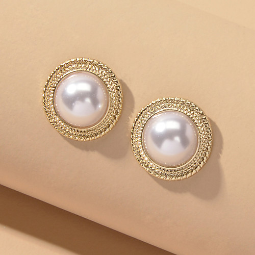 

Women's Earrings Geometrical Wedding Punk Trendy Sweet Fashion French Gold Pearl Earrings Jewelry Gold For Party Evening Engagement Birthday Beach Promise 1 Pair
