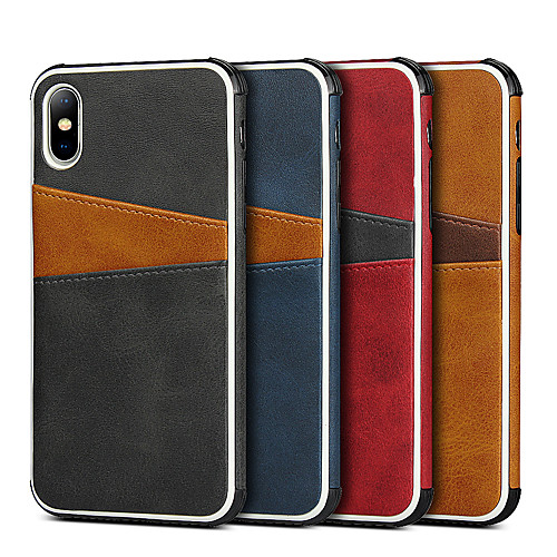 

Case For Apple iPhone 7/8/SE 2020/7P/8P/X/XS/XR/XS Max Card Holder / Shockproof Back Cover Solid Colored PU Leather