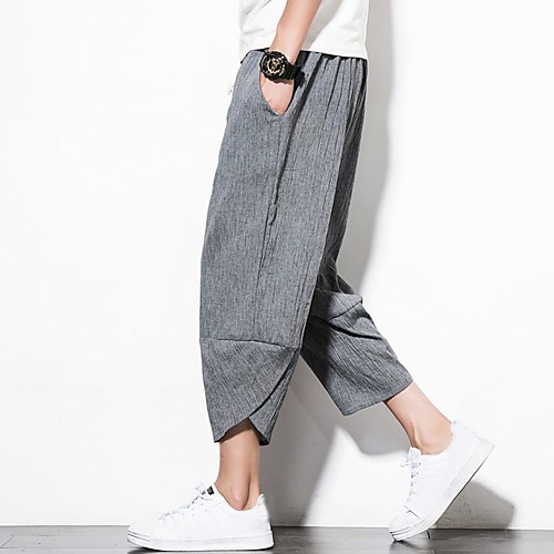 

Men's Sporty Chinoiserie Loose Chinos Pants - Solid Colored Drawstring Comfort Cotton Black Blue Dark Gray US32 / UK32 / EU40 / US34 / UK34 / EU42 / US38 / UK38 / EU46