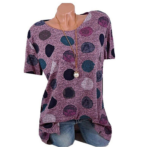 

Women's Geometric Blouse Daily Weekend Wine / Light Brown / Blushing Pink / Green / Gray