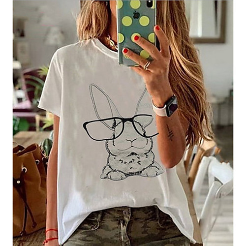 

Women's Animal T-shirt Daily Going out White / Yellow / Blushing Pink