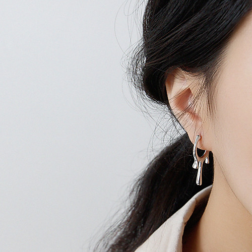 

Women's Hoop Earrings European Trendy Korean Fashion Earrings Jewelry Silver For Birthday Gift Date Vacation Festival