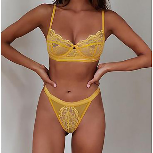 

Women's Bra & Panty Set Underwire Bra 3/4 Cup Solid Colored Sexy Blue