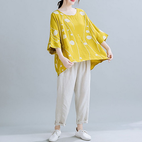 

Women's Polka Dot Loose T-shirt Daily Yellow / Light Blue